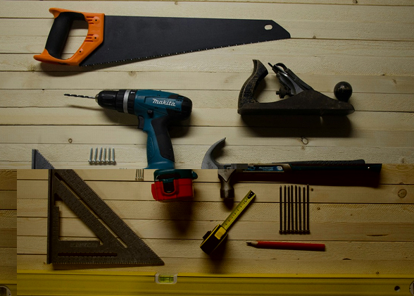 Crafting supplies and handmade DIY projects on a work table